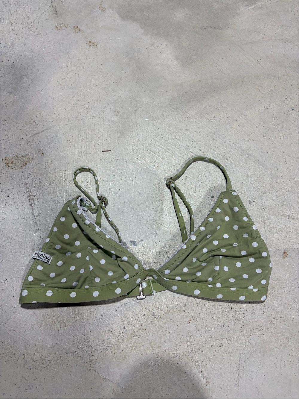 Rhythm Polka Dot Triangle Swim Top Olive Green small